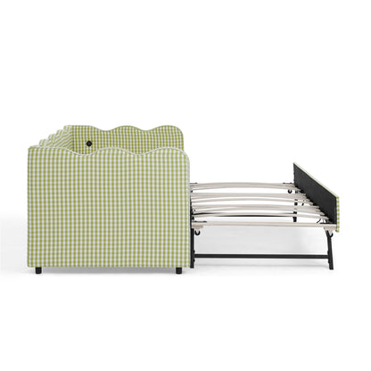 Gingham Daybed With USB Charging Port, Wave-Shaped Design - The Sleep Loft - Online Mattress Showroom NYC