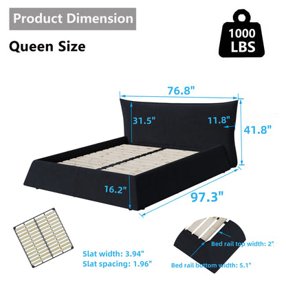 Upholstered Platform Bed With Special Shaped Headboard - The Sleep Loft - Online Mattress Showroom NYC