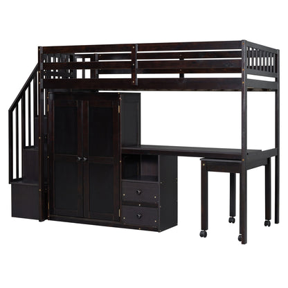 Loft Bed With Stairs, Bookshelf, Drawers, Desk & Wardrobe, Space Saving Multifunctional Furniture - The Sleep Loft - Online Mattress Showroom NYC