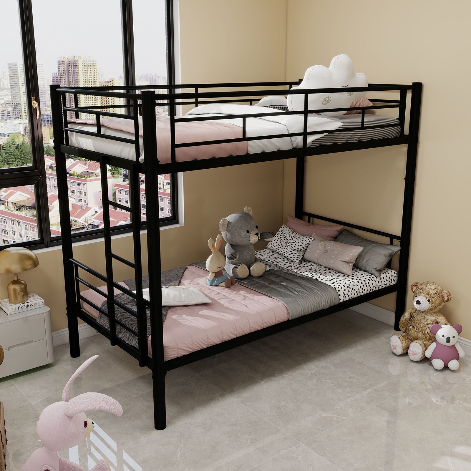Metal Bunk Bed For Kids, Convertible Bedframe With Ladders & Guardrail - The Sleep Loft - Online Mattress Showroom NYC