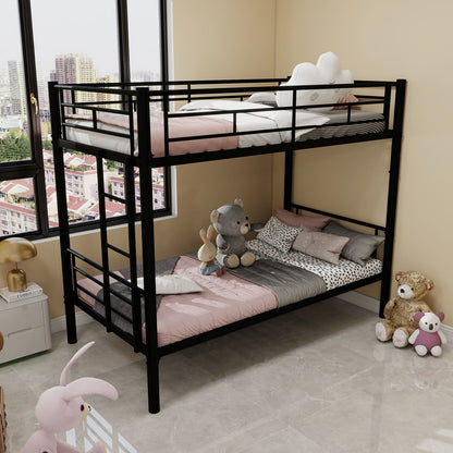 Metal Bunk Bed For Kids, Convertible Bedframe With Ladders & Guardrail - The Sleep Loft - Online Mattress Showroom NYC