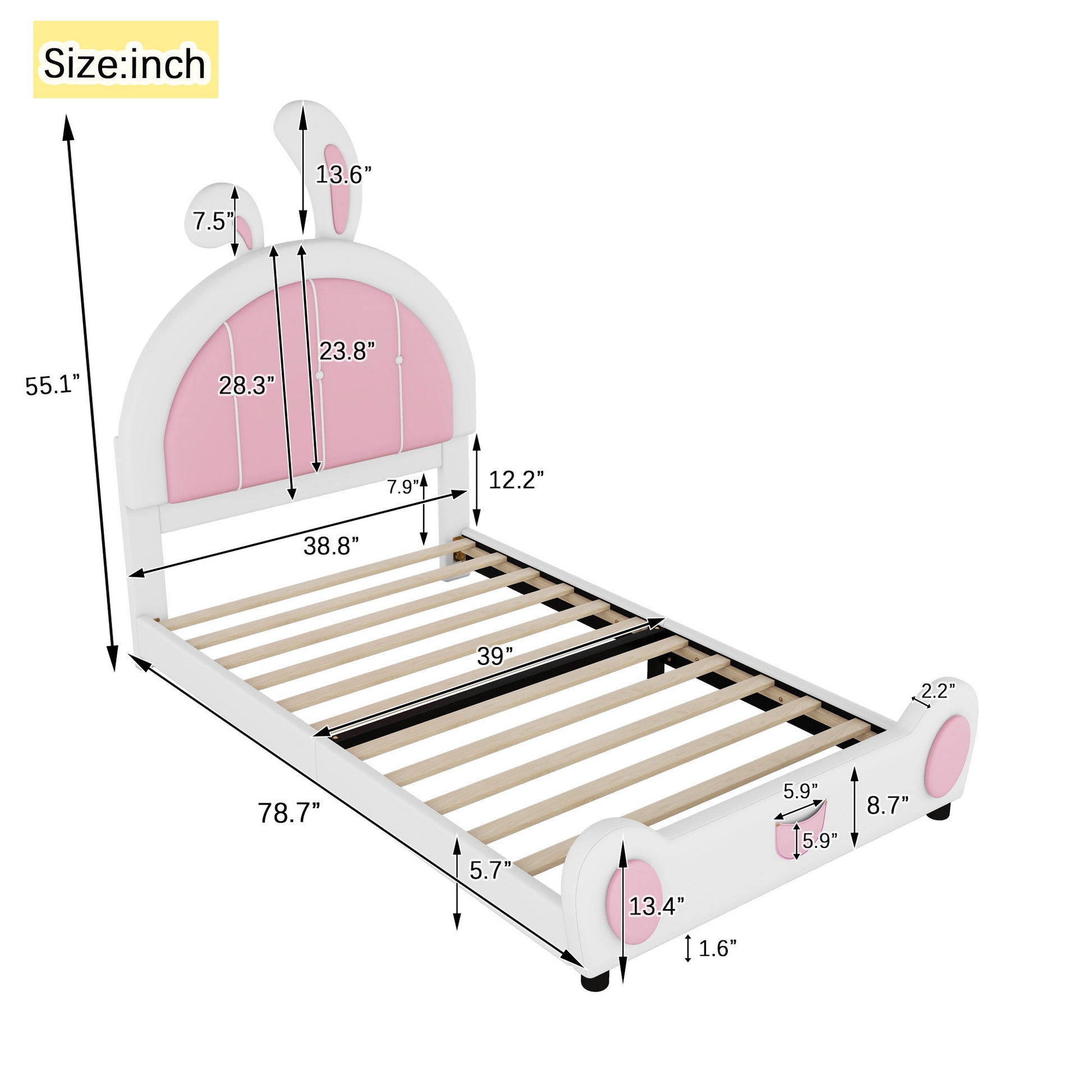 Upholstered Platform Bed With Rabbit Shaped Headboard - The Sleep Loft - Online Mattress Showroom NYC