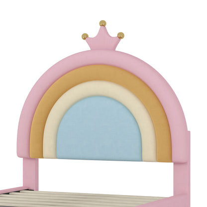 Upholstered Rainbow Design Bed, Princess Platform Bed With Storage Drawer - The Sleep Loft - Online Mattress Showroom NYC