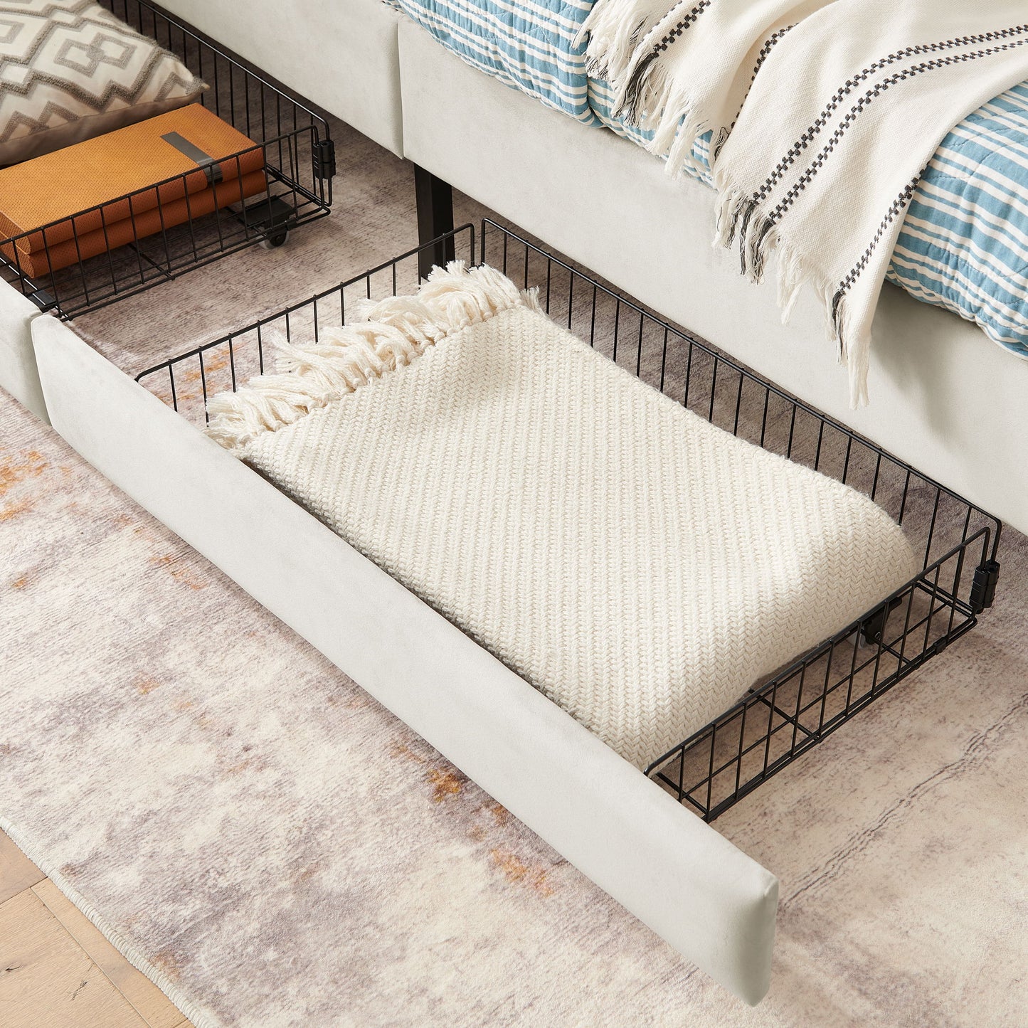 Upholstered Platform Bed Frame With 2 Storage Drawers And Adjustable Sofa Bed - The Sleep Loft - Online Mattress Showroom NYC