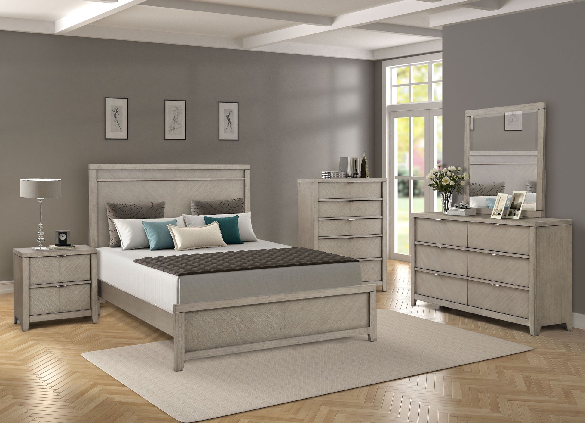 2 Drawer Nightstand - Light Gray - The Sleep Loft - Online Mattress Showroom NYC
