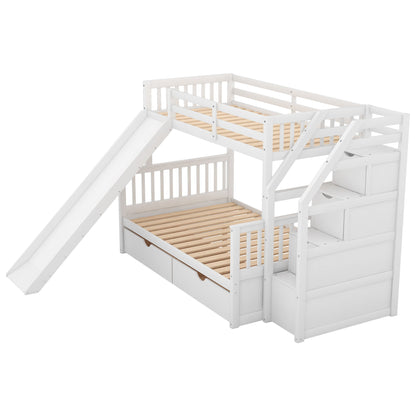 Bunk Bed With Storage Staircase, Slide, Desk, Drawers, And Shelves - The Sleep Loft - Online Mattress Showroom NYC