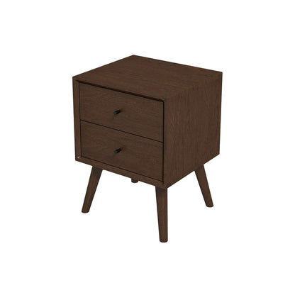Caroline - Mid-Century Modern Style White Night Stand 2 Drawer - The Sleep Loft - Online Mattress Showroom NYC
