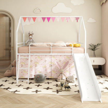 Jack - House Loft Bed With Slide And Curtain Set - The Sleep Loft - Online Mattress Showroom NYC