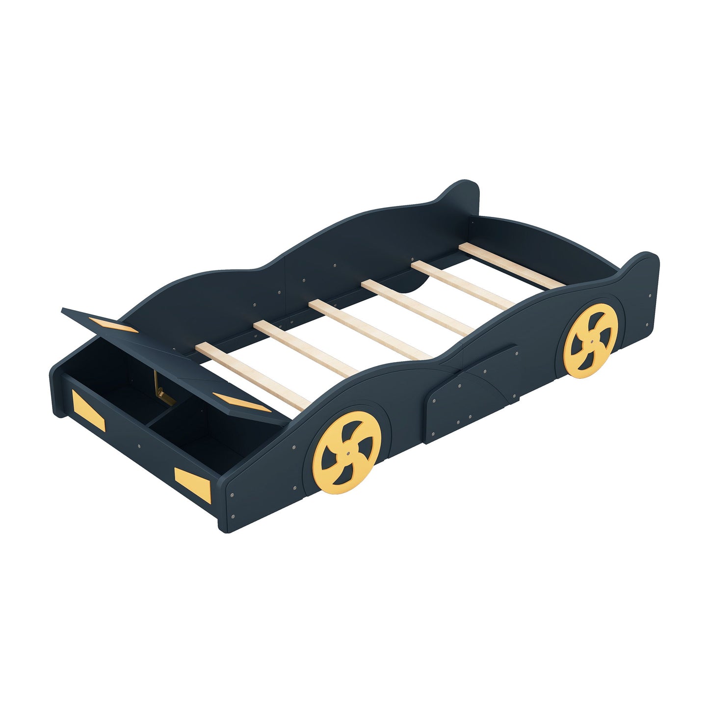 Race Car Shaped Platform Bed With Wheels And Storage - The Sleep Loft - Online Mattress Showroom NYC