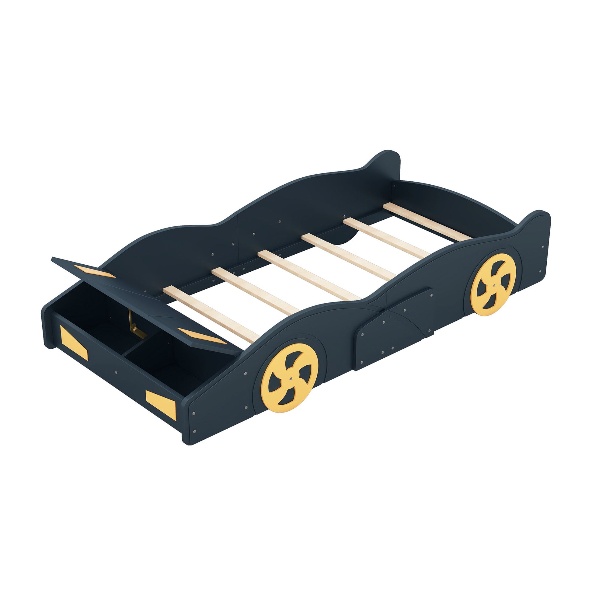 Race Car Shaped Platform Bed With Wheels And Storage - The Sleep Loft - Online Mattress Showroom NYC
