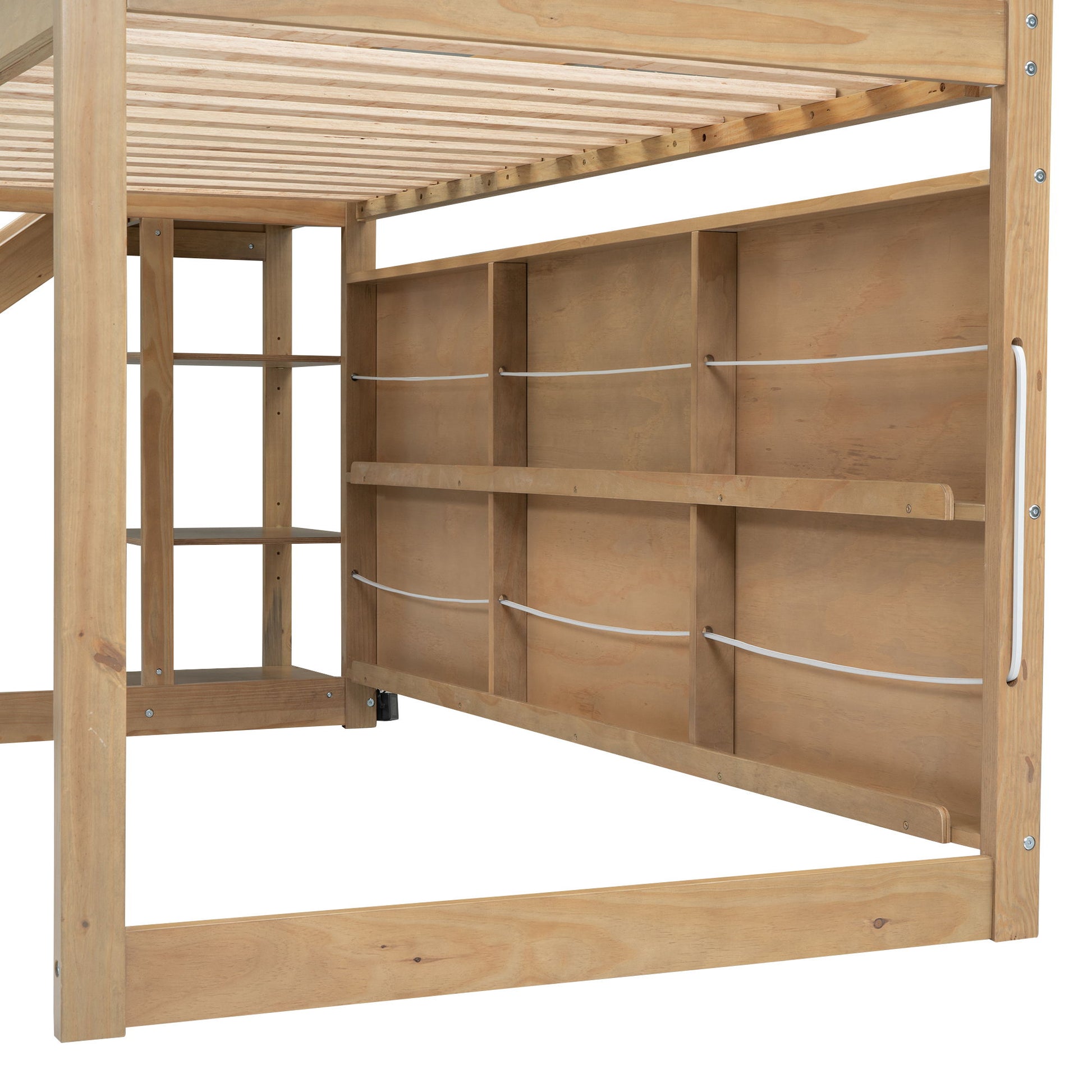 House Loft Bed With Slide, Storage Shelves And Light, Climbing Ramp - The Sleep Loft - Online Mattress Showroom NYC