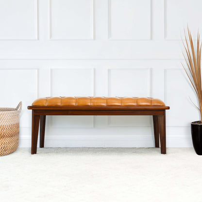 Arden - Bench With Buttons - Brown / Rustic / Tan - The Sleep Loft - Online Mattress Showroom NYC