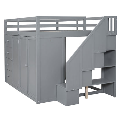 Loft Bed With Built In Wardrobes, Cabinets And Drawers - The Sleep Loft - Online Mattress Showroom NYC