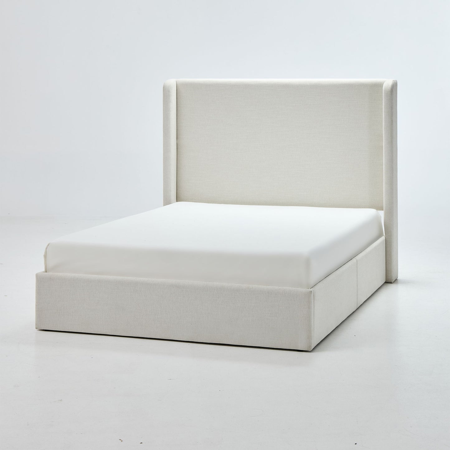 Carmen - Minimalist Upholstered Wingback Bed Frame With High Headboard - The Sleep Loft - Online Mattress Showroom NYC