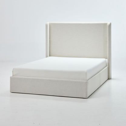 Carmen - Minimalist Upholstered Wingback Bed Frame With High Headboard - The Sleep Loft - Online Mattress Showroom NYC