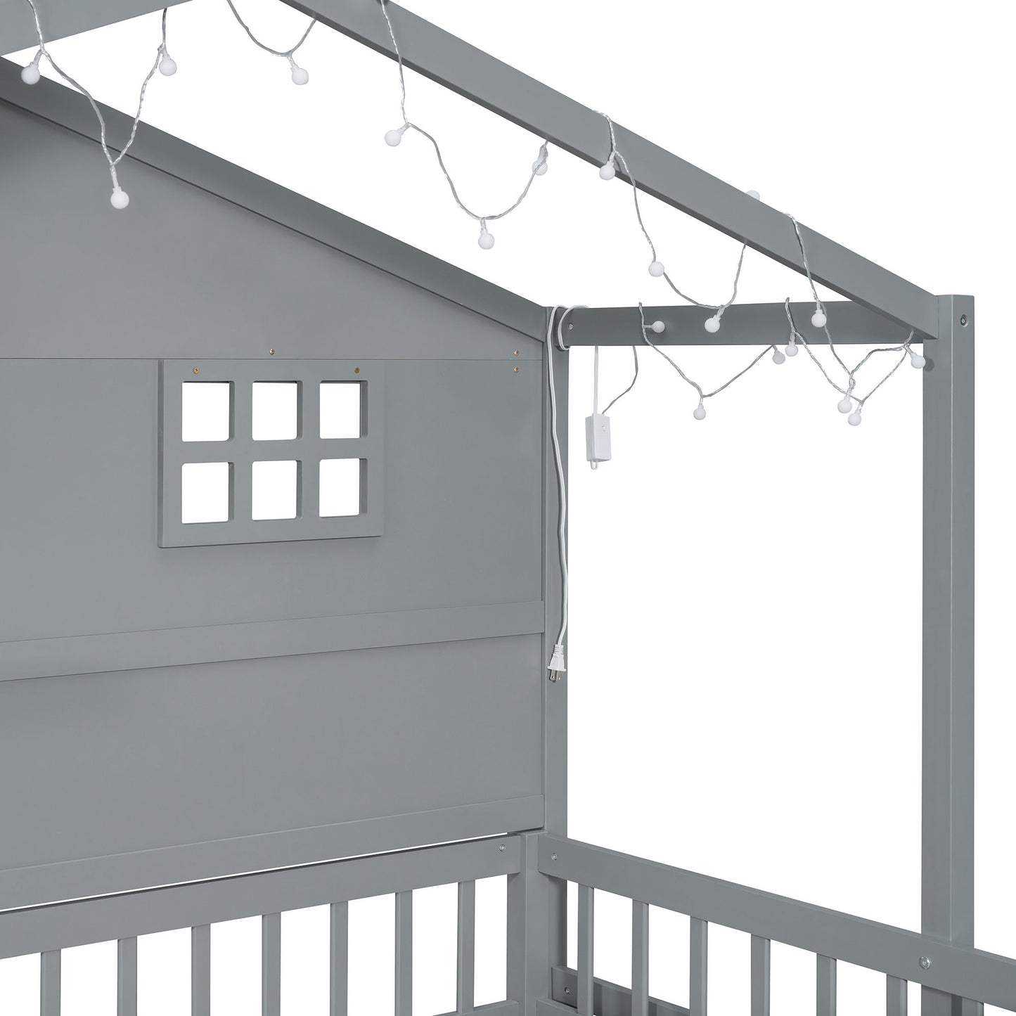 House Bed With Shelves, Window And Sparkling Light Strip On The Roof - The Sleep Loft - Online Mattress Showroom NYC