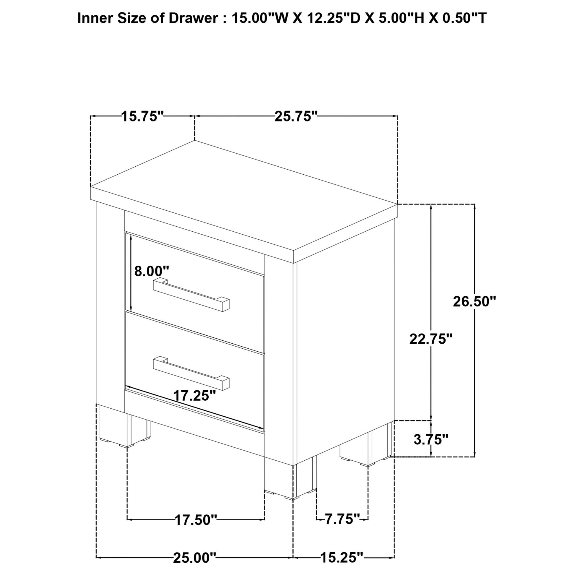 Sansome - 2 Drawer Nightstand Bedside Table - Oak - The Sleep Loft - Online Mattress Showroom NYC