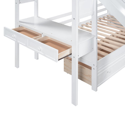 Bunk Bed With Storage Staircase, Slide, Desk, Drawers, And Shelves - The Sleep Loft - Online Mattress Showroom NYC