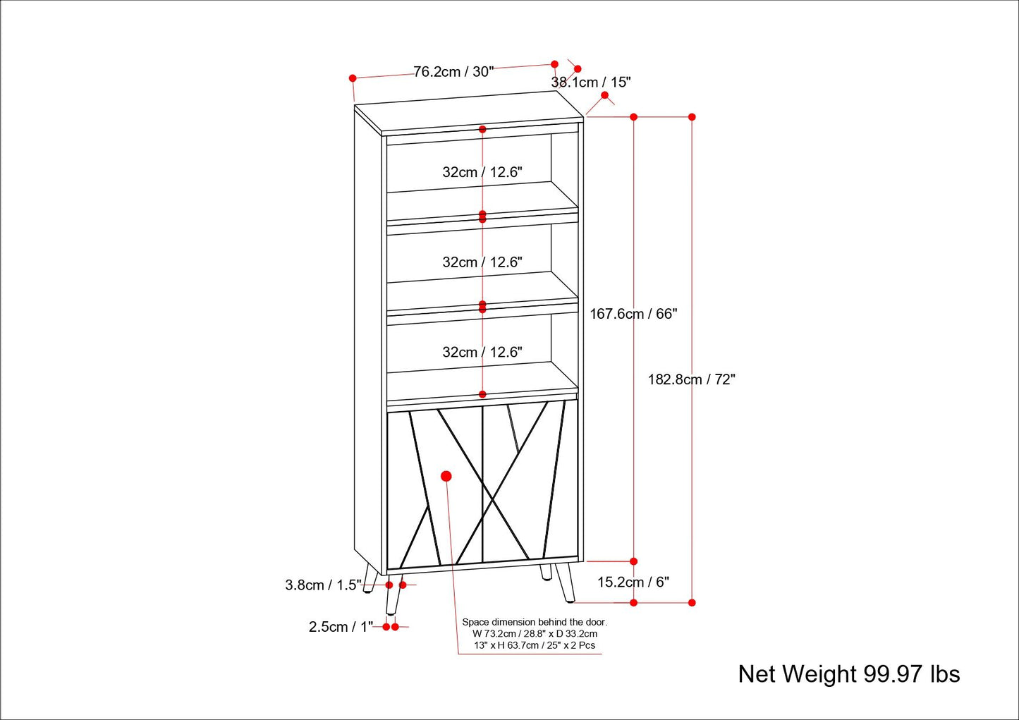 Jager - Bookshelf With Doors - Natural - The Sleep Loft - Online Mattress Showroom NYC