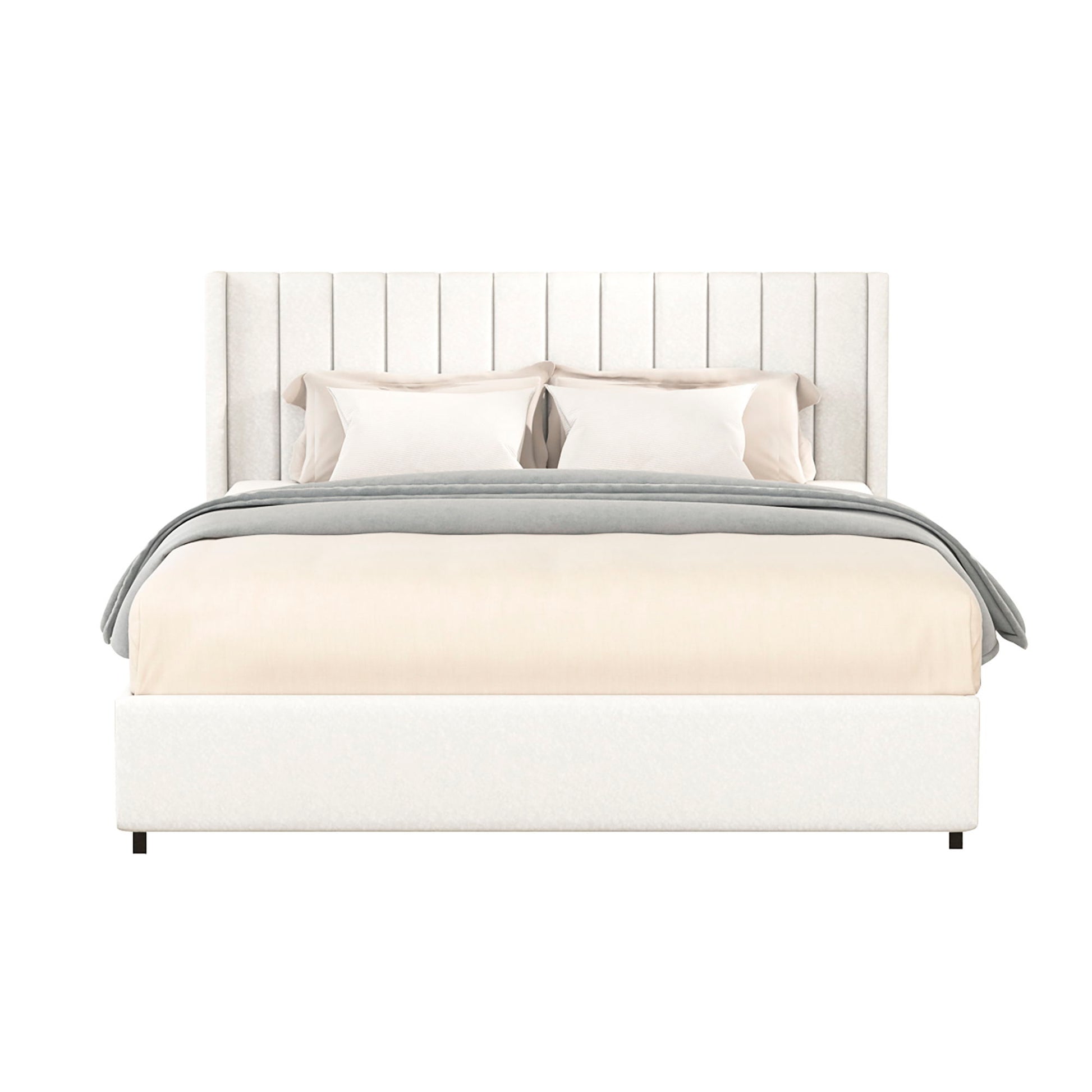 Anda - Boucle Upholstered Platform Bed With Patented Drawers Storage - Ivory - The Sleep Loft - Online Mattress Showroom NYC
