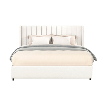 Anda - Boucle Upholstered Platform Bed With Patented Drawers Storage - Ivory - The Sleep Loft - Online Mattress Showroom NYC