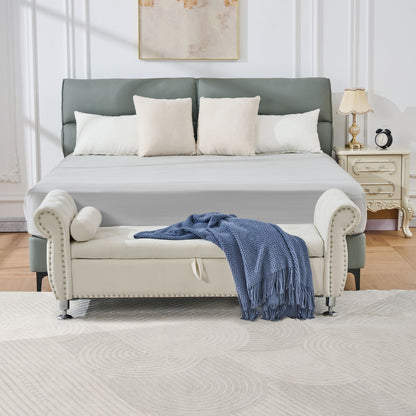 Storage Bench With Crystal Buttons And 1 Pillow For Bedroom - The Sleep Loft - Online Mattress Showroom NYC