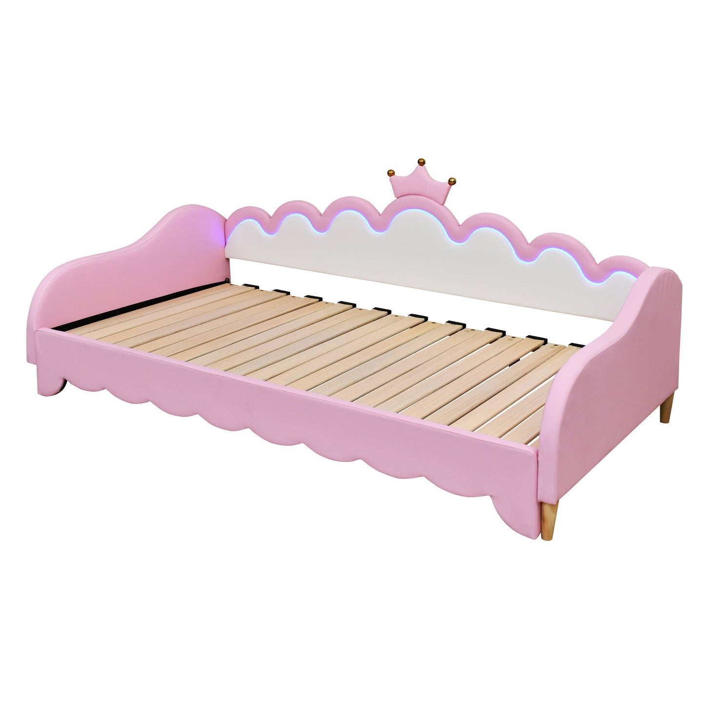 Extending Daybed With LED Lights, Modern Upholstered Princess Daybed With Crown Headboard - The Sleep Loft - Online Mattress Showroom NYC