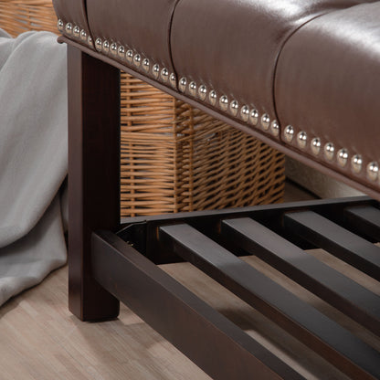 Bedroom End Of Bed Bench Tufted Upholstered End Of Bed Bench End Of Bed Entrance Shoe Bench With Nailhead Trim And Shelf Bedroom Upholstered Bench Living Room Shoe Rack Footstool - The Sleep Loft - Online Mattress Showroom NYC