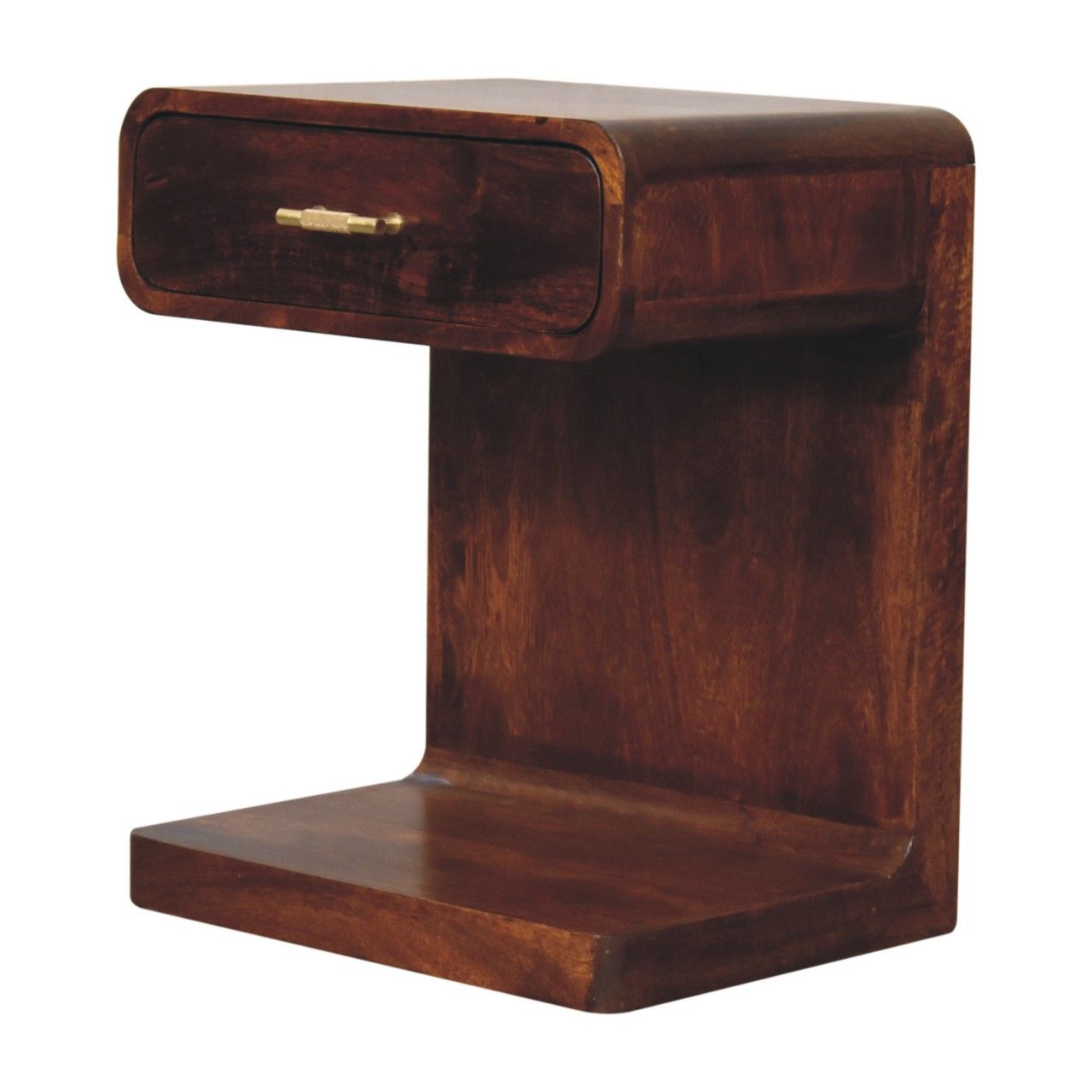 T Bar Rounded Bedside Table - Dark Brown - The Sleep Loft - Online Mattress Showroom NYC