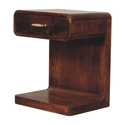 T Bar Rounded Bedside Table - Dark Brown - The Sleep Loft - Online Mattress Showroom NYC