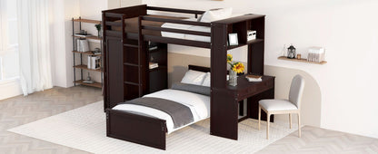 Loft Bed With A Stand Alone Bed, Shelves, Desk, And Wardrobe - The Sleep Loft - Online Mattress Showroom NYC