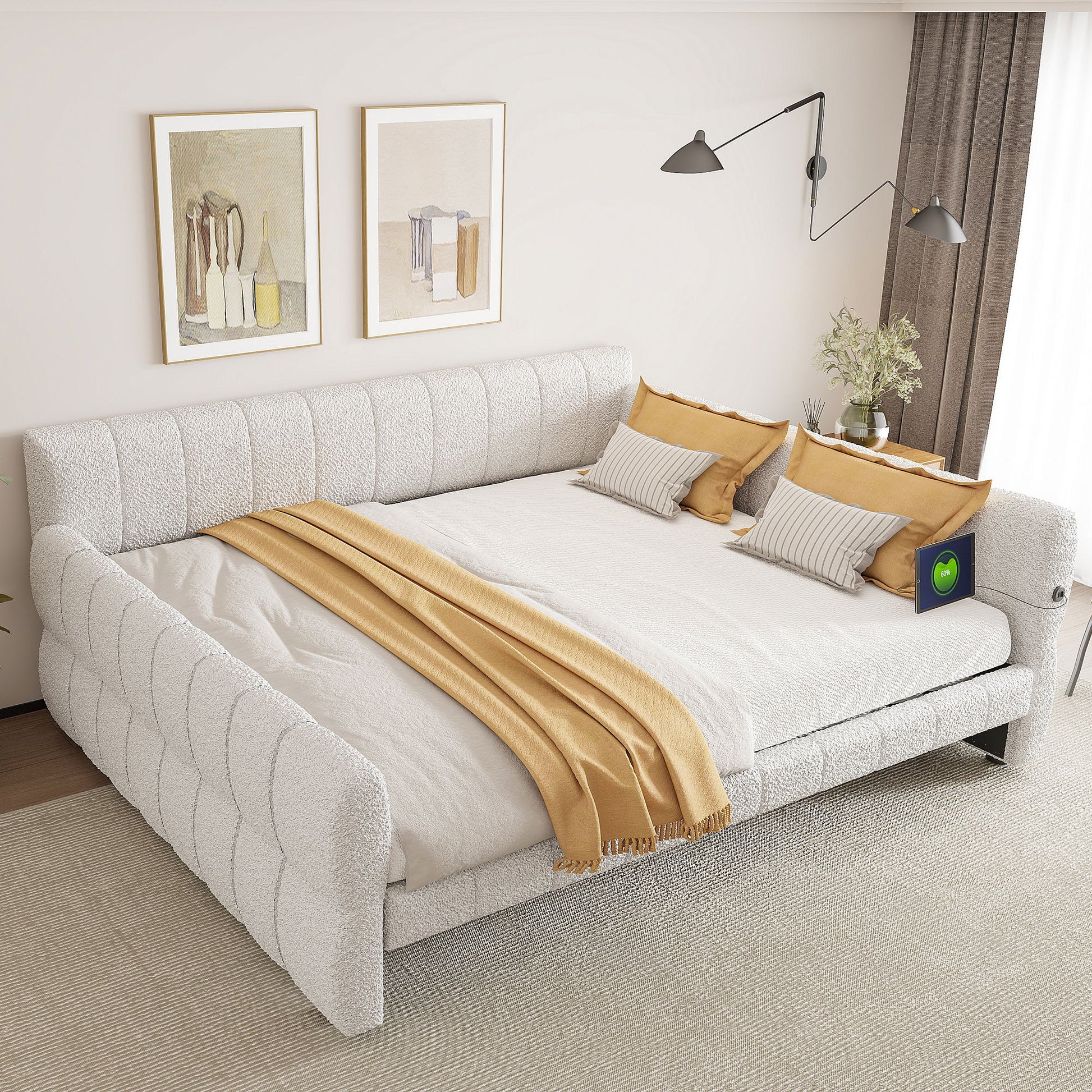 Upholstered Platform Bed With USB Charging - The Sleep Loft - Online Mattress Showroom NYC