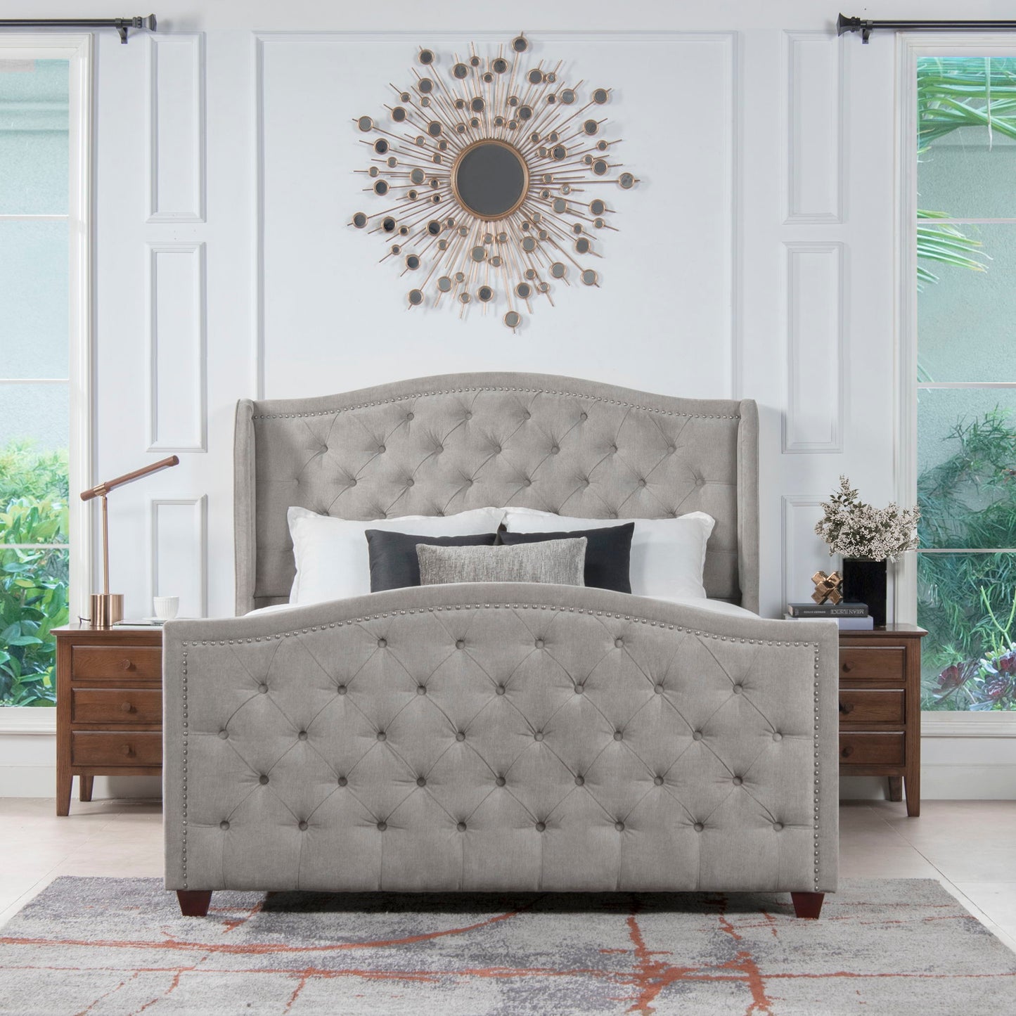 Marcella - Upholstered Shelter Headboard Bed Set - The Sleep Loft - Online Mattress Showroom NYC