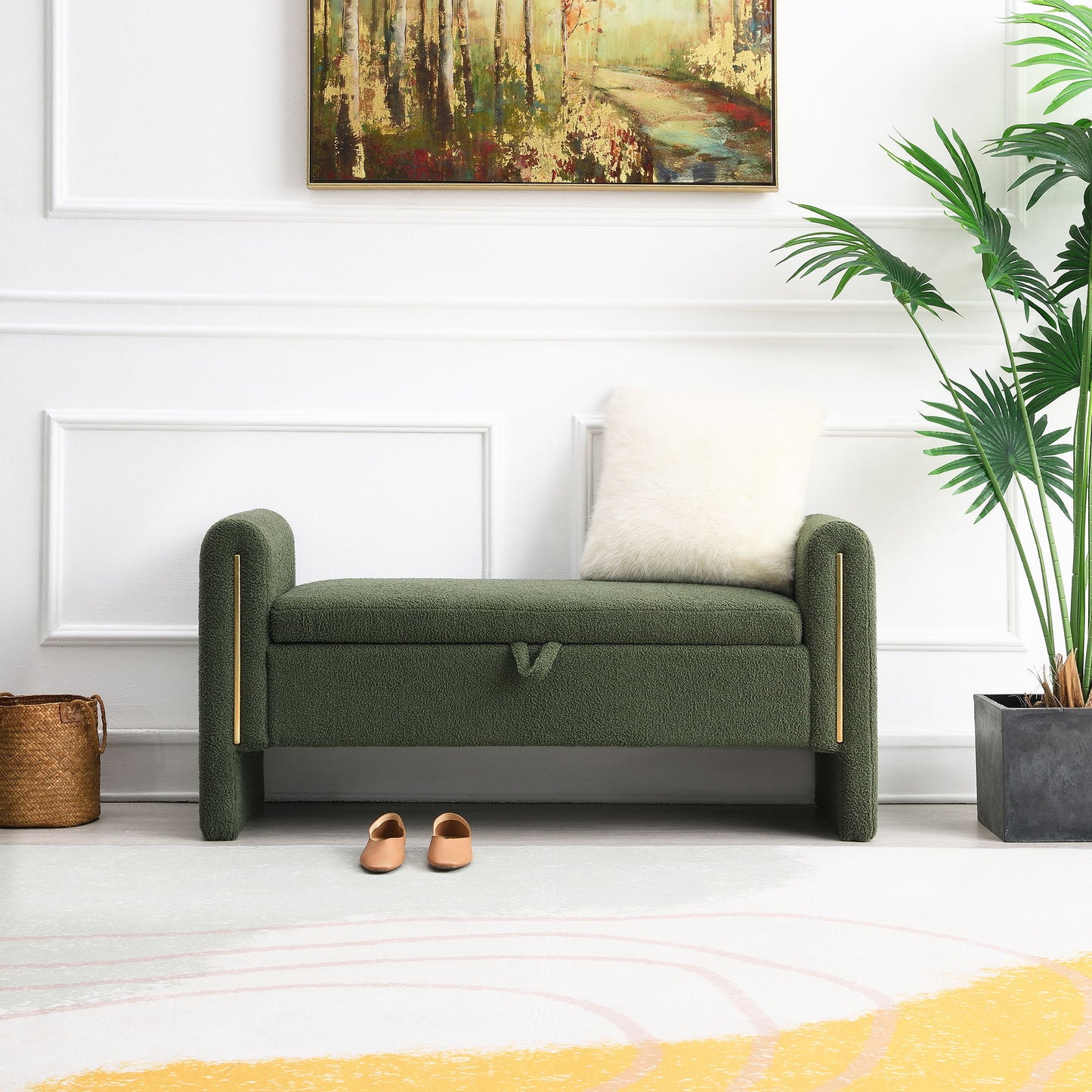 Modern Teddy Upholstered Large Bed End Bench With Arms And Storage - The Sleep Loft - Online Mattress Showroom NYC