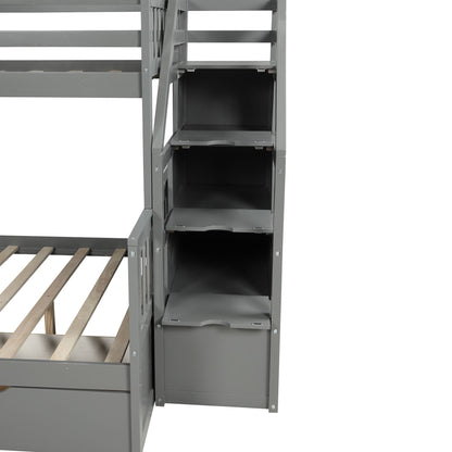 Bunk Bed With Storage Staircase, Slide, Desk, Drawers, And Shelves - The Sleep Loft - Online Mattress Showroom NYC