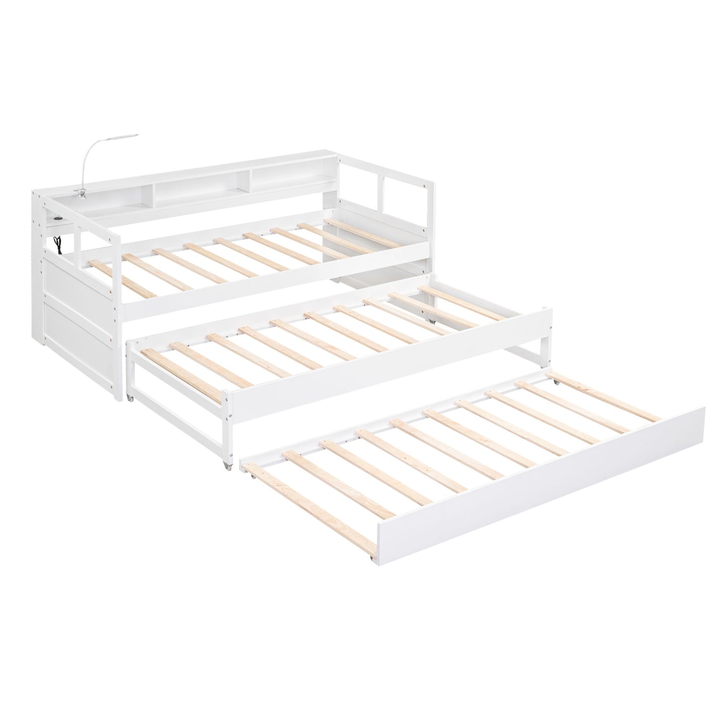 Daybed With 2 Trundles, 3 Storage Cubbies, Built In USB Charging Light - The Sleep Loft - Online Mattress Showroom NYC