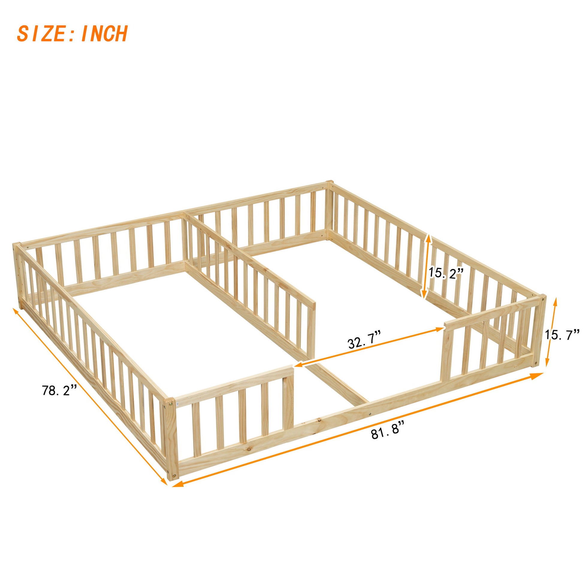 Double Floor Bed With Fence, Guardrails, Without Door - The Sleep Loft - Online Mattress Showroom NYC