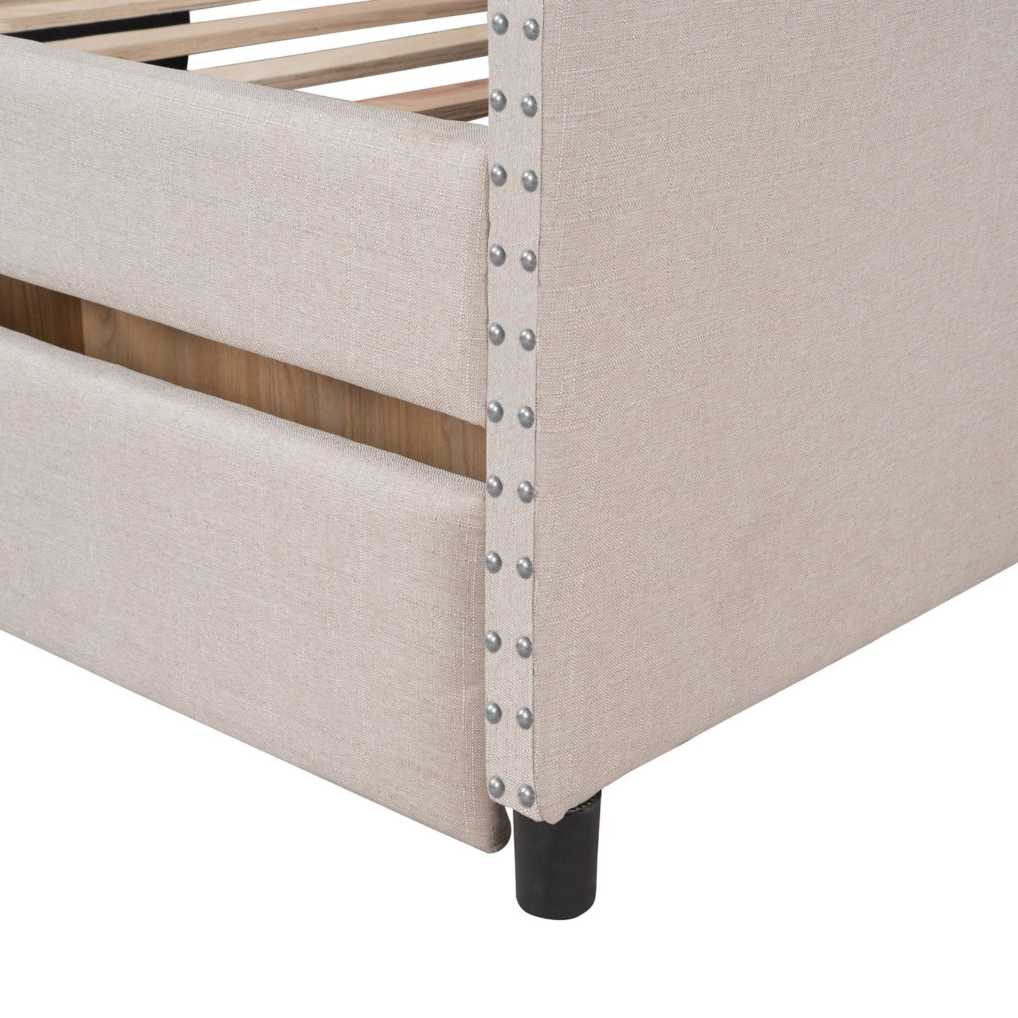 Upholstered Daybed With Two Drawers, Wood Slat Support - The Sleep Loft - Online Mattress Showroom NYC