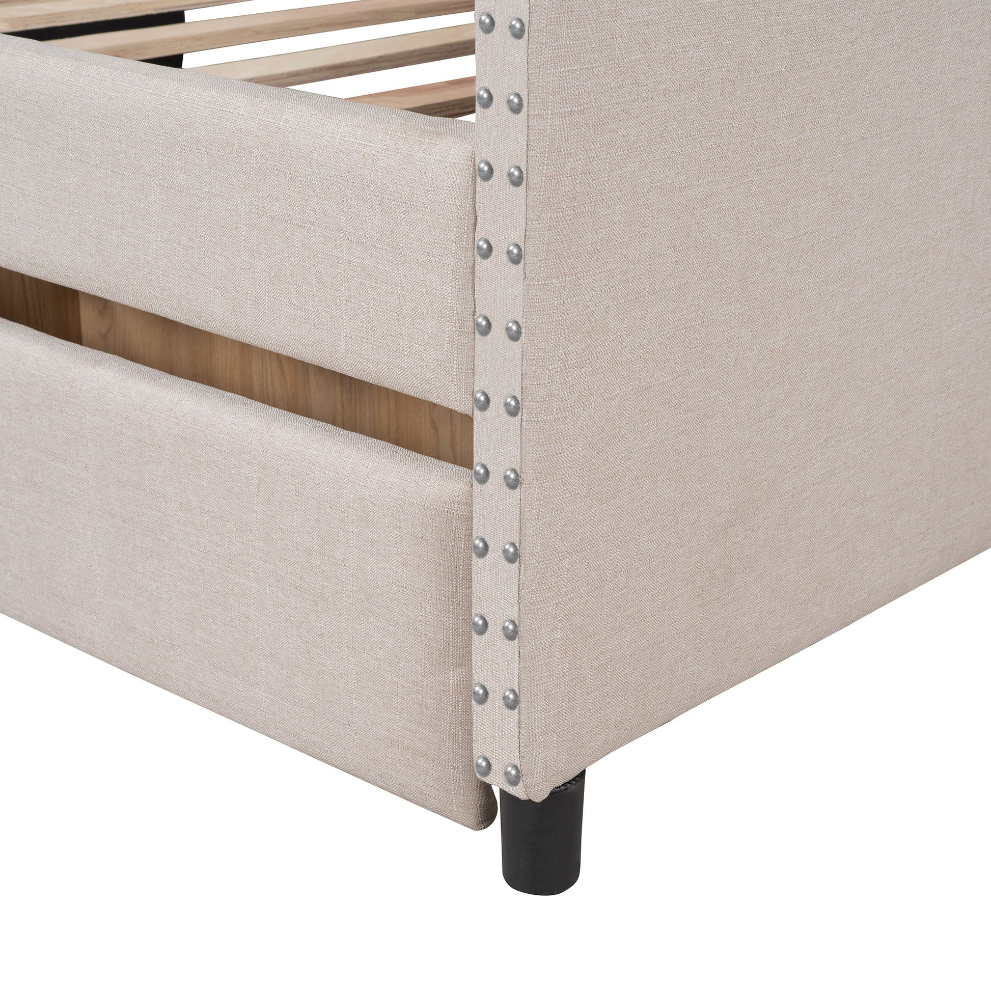 Upholstered Daybed With Two Drawers, Wood Slat Support - The Sleep Loft - Online Mattress Showroom NYC