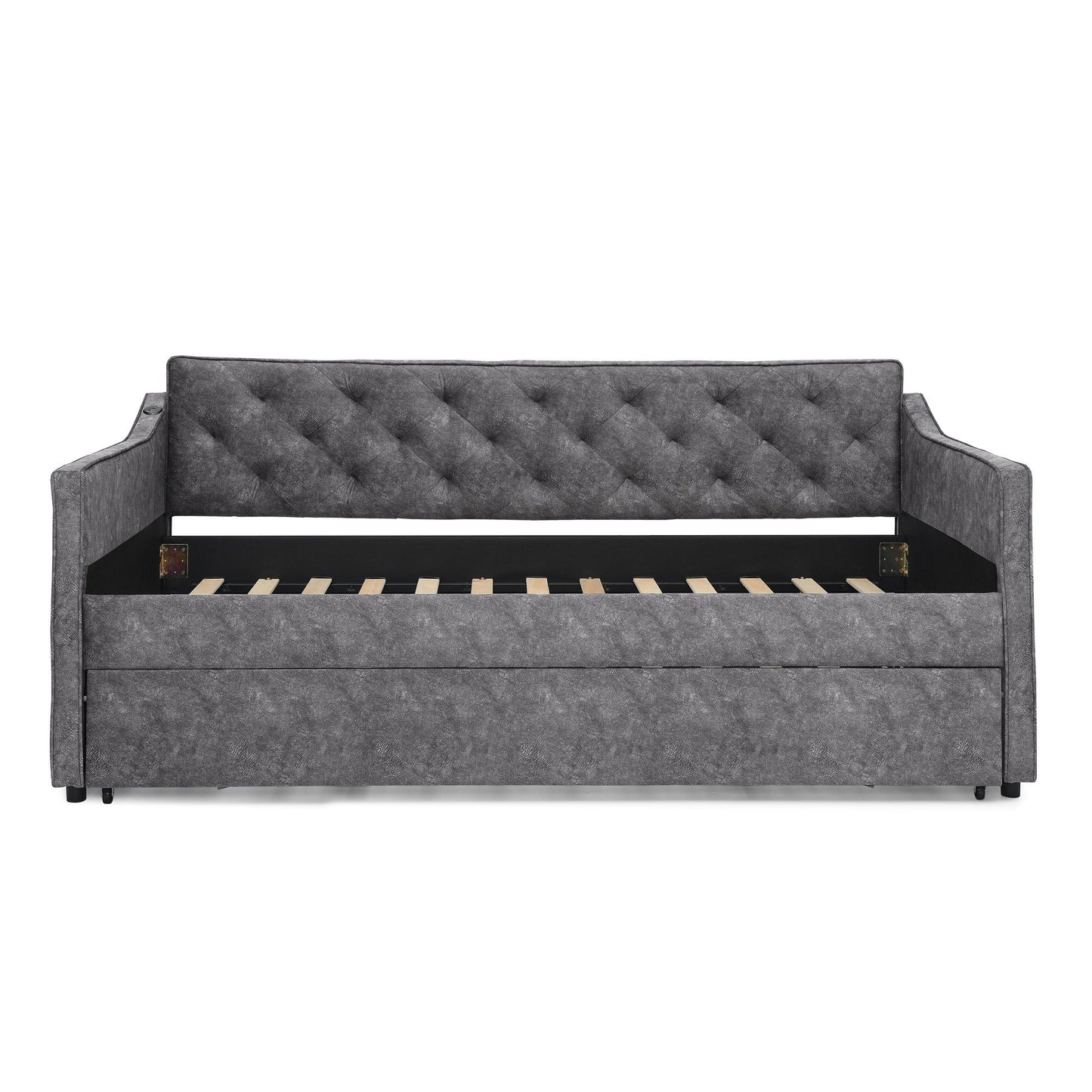 Daybed With Pop Up Trundle And USB Charging Armrest - The Sleep Loft - Online Mattress Showroom NYC