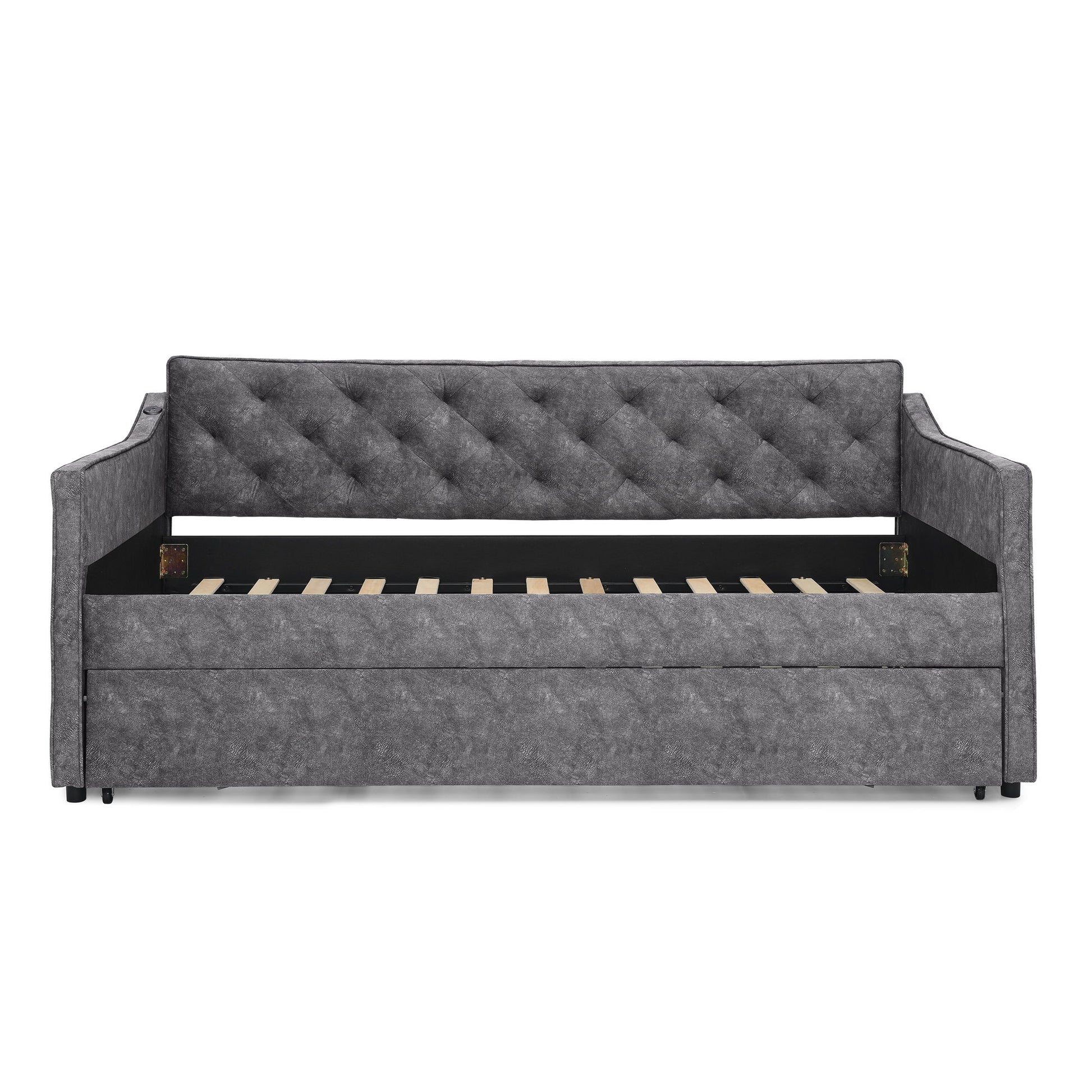 Daybed With Pop Up Trundle And USB Charging Armrest - The Sleep Loft - Online Mattress Showroom NYC