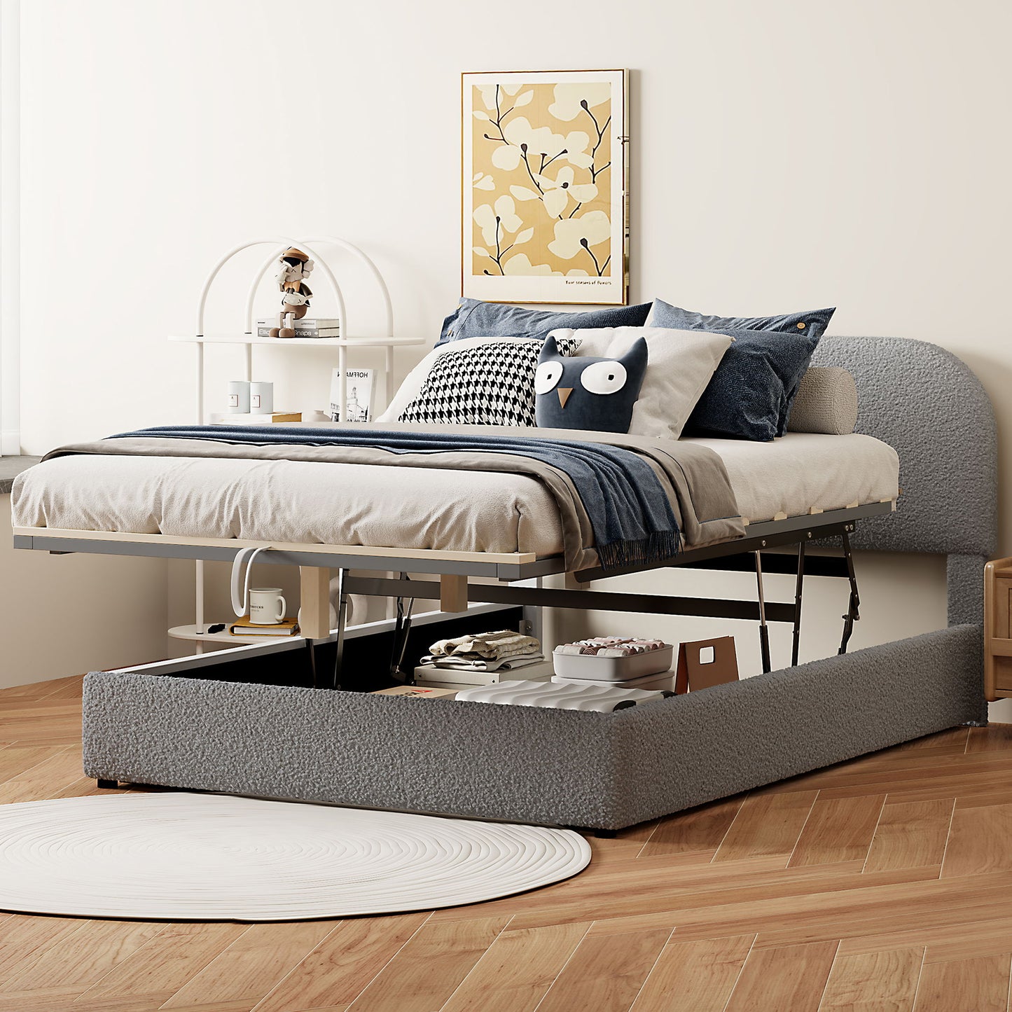 Upholstered Platform Bed With Hydraulic Storage System - The Sleep Loft - Online Mattress Showroom NYC