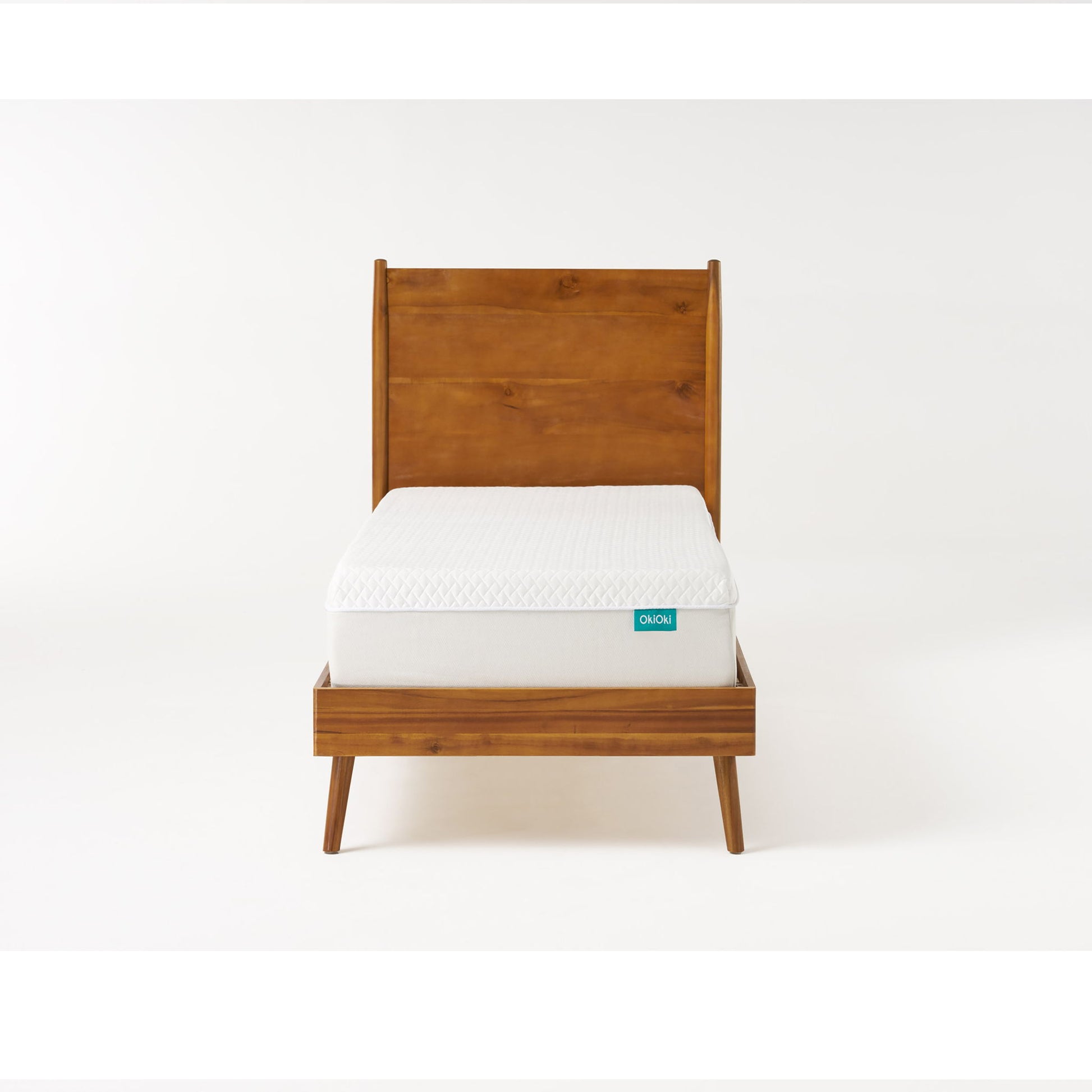 Okioki - Mid-Century Natural Stained Solid Acacia Wood Bed - The Sleep Loft - Online Mattress Showroom NYC