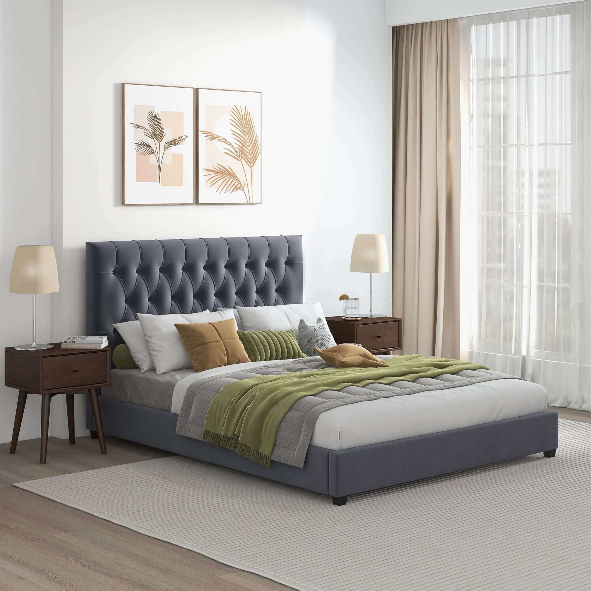 Donald - Mid-Century Modern Upholstered Platform Bed - The Sleep Loft - Online Mattress Showroom NYC
