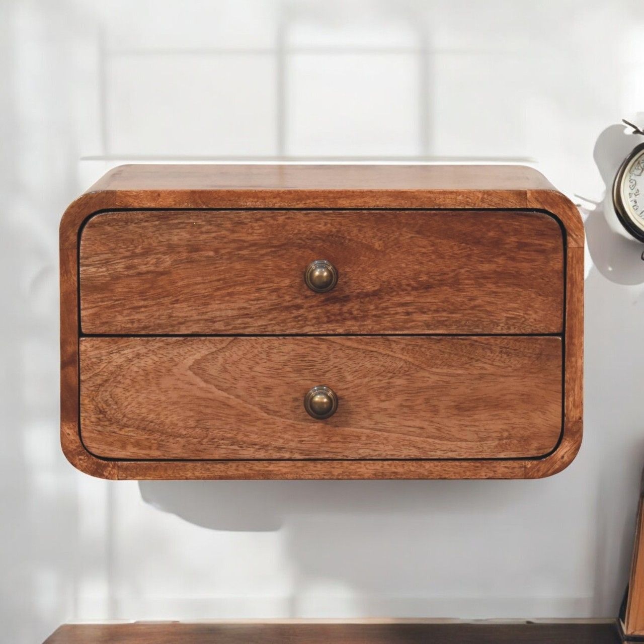 Curved Wall Mounted Bedside Nightstand - The Sleep Loft - Online Mattress Showroom NYC