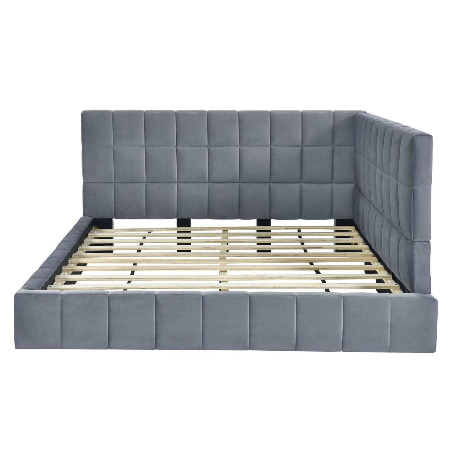 Full Size Upholstered Classic Mid Century Modern Daybed / Sofa Bed Frame, Elegant Design - Gray - The Sleep Loft - Online Mattress Showroom NYC