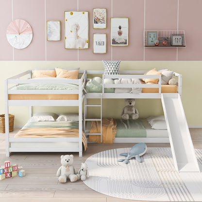 L-Shaped Bunk Bed With Slide And Short Ladder - The Sleep Loft - Online Mattress Showroom NYC