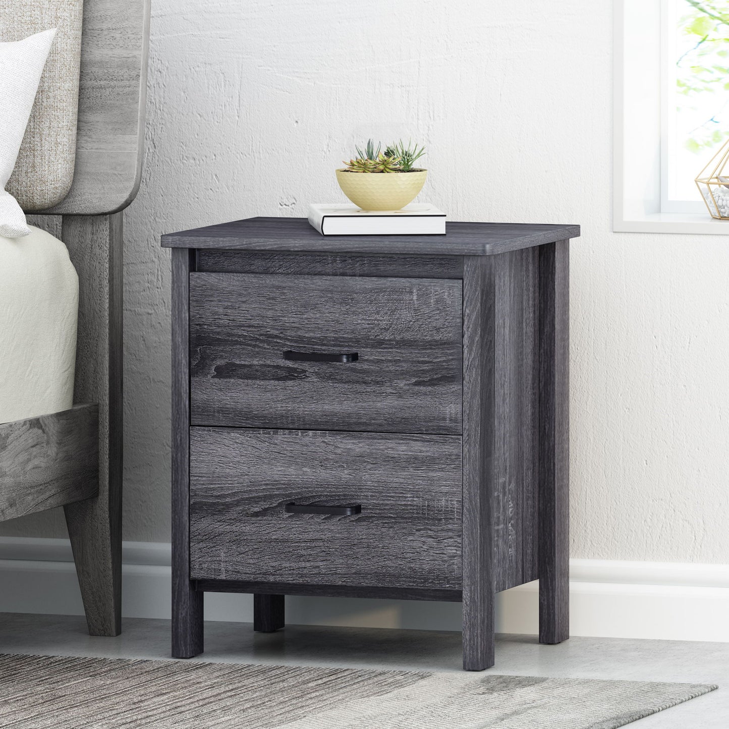 Titeca - Contemporary Wood 2 Drawer Nightstand - The Sleep Loft - Online Mattress Showroom NYC