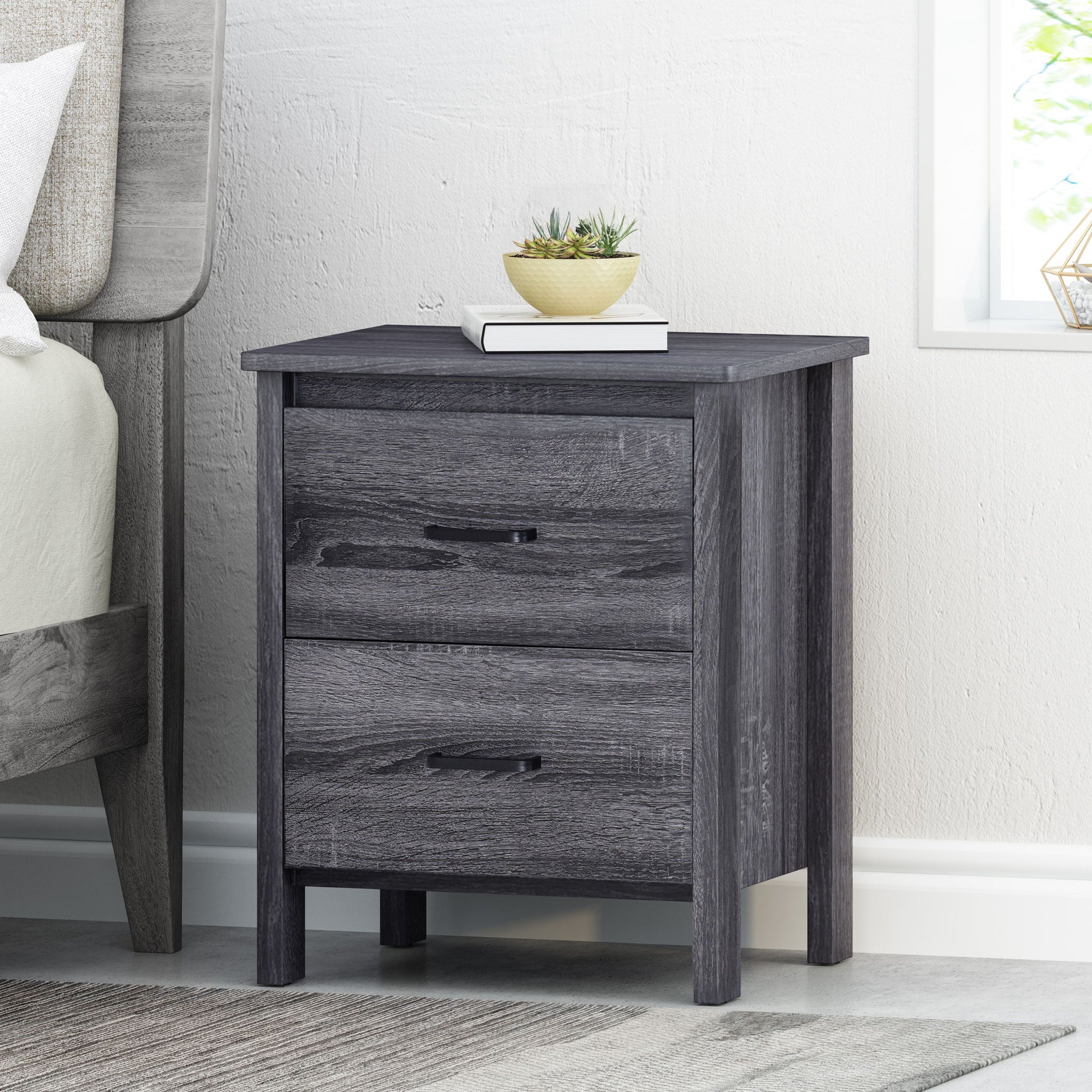 Titeca - Contemporary Wood 2 Drawer Nightstand - The Sleep Loft - Online Mattress Showroom NYC