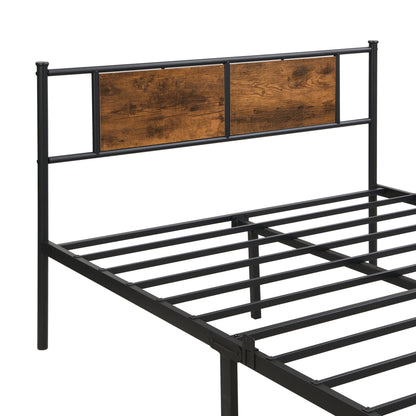 Modern Metal Bedframe With Headboard, Durable Steel Structure